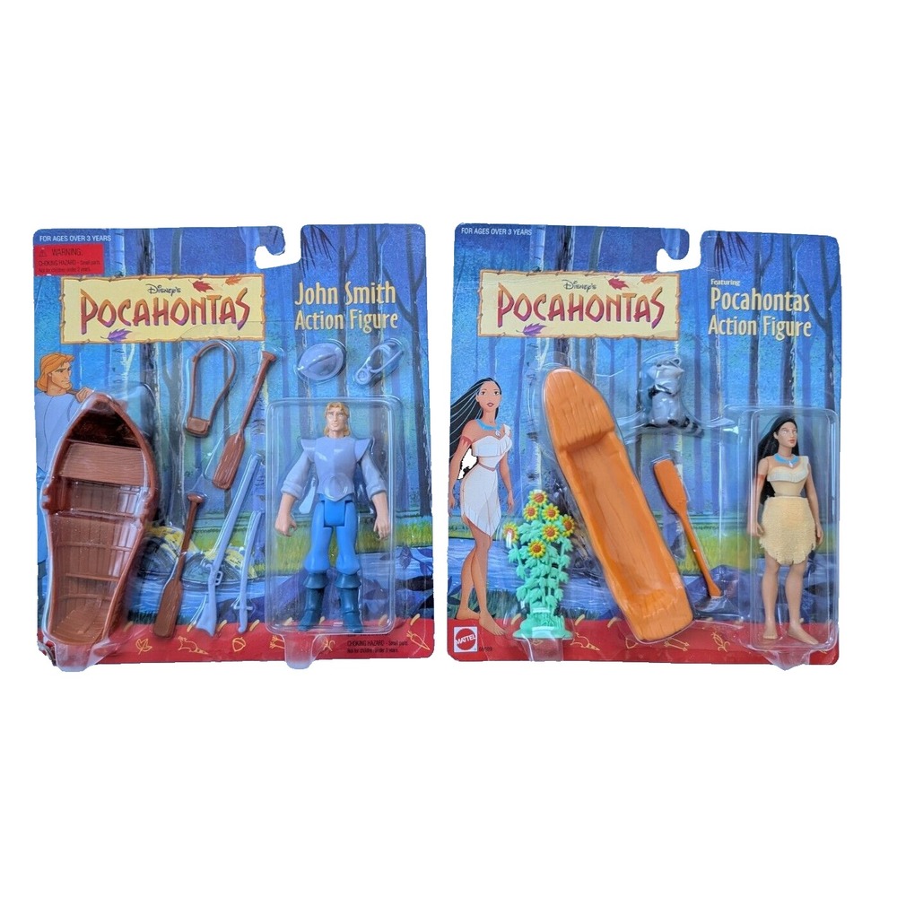 Vintage Disney Pocahontas & John Smith Action‎ Figures Deluxe NIB 1994